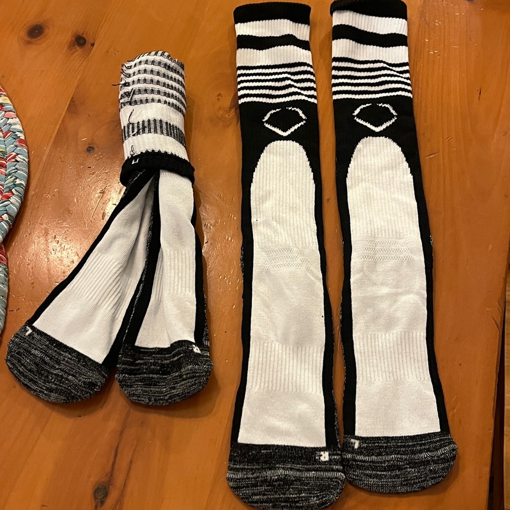 Black and White Softball Athletic Socks